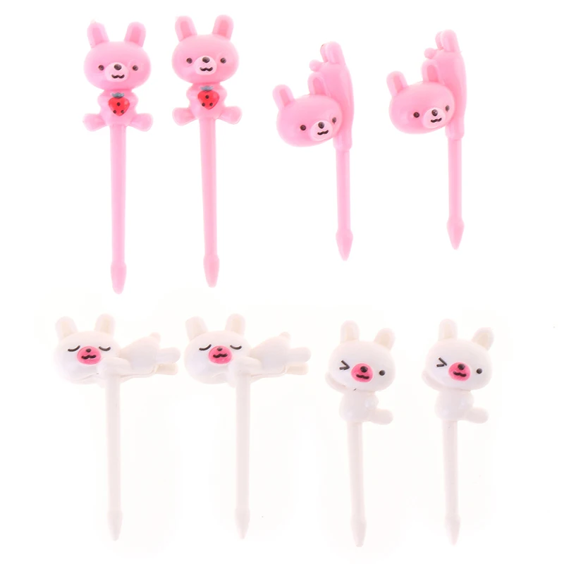 8Pcs Animal Farm Dinosaur Fruit Fork Mini Cartoon Children Snack Cake Dessert Pick Toothpick Bento Lunches Party Decoration