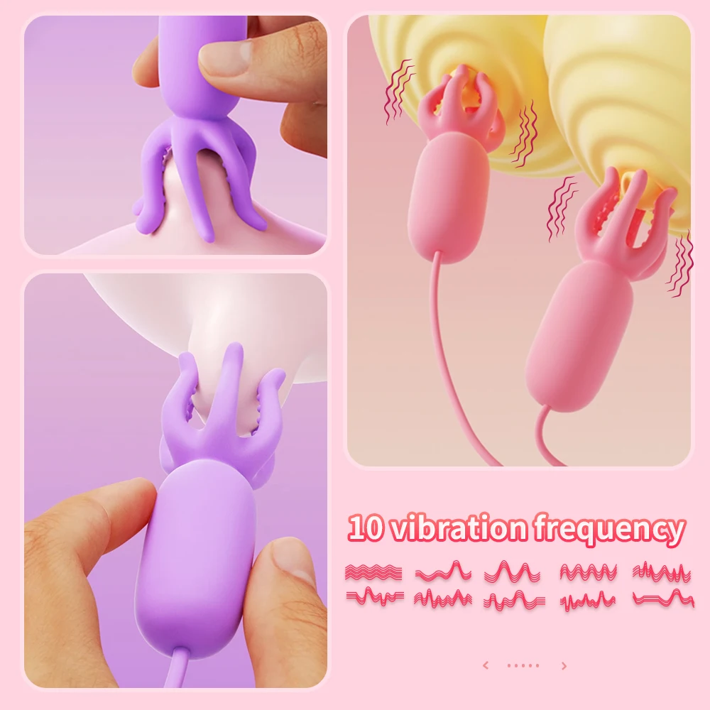 Nipple Clamps Vibrating Breast Clips Nipple Massager Stimulator 10 Speed Wired Vibrators Egg Sex Toys for Women Couples Fun