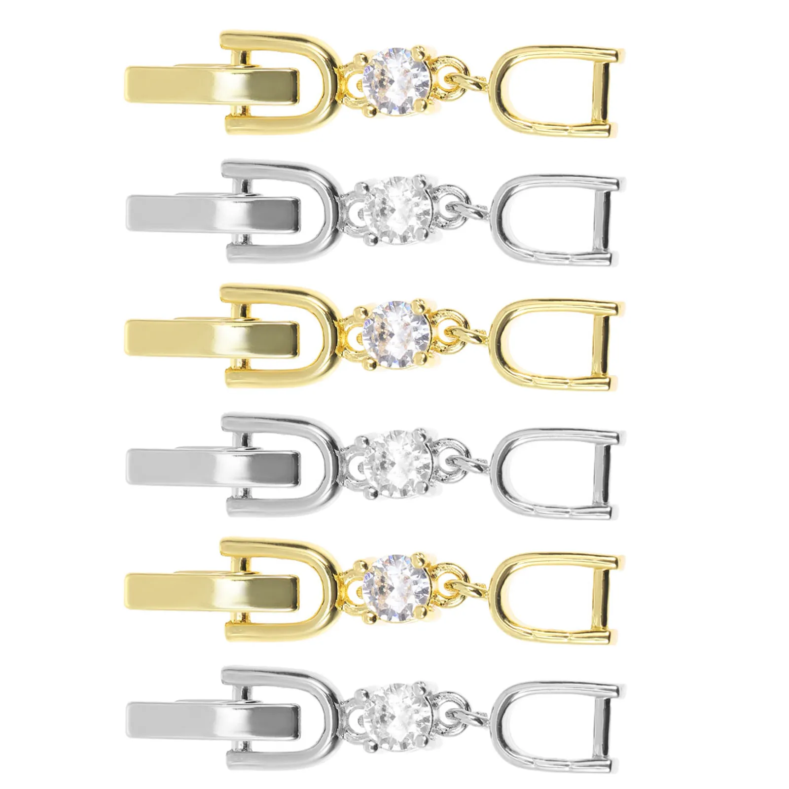 

Набор из 6 металлических удлинителей для ювелирных изделий с платиновым покрытием, со стразами, для браслетов и ожерелий, съемные маленькие застежки для изготовления украшений