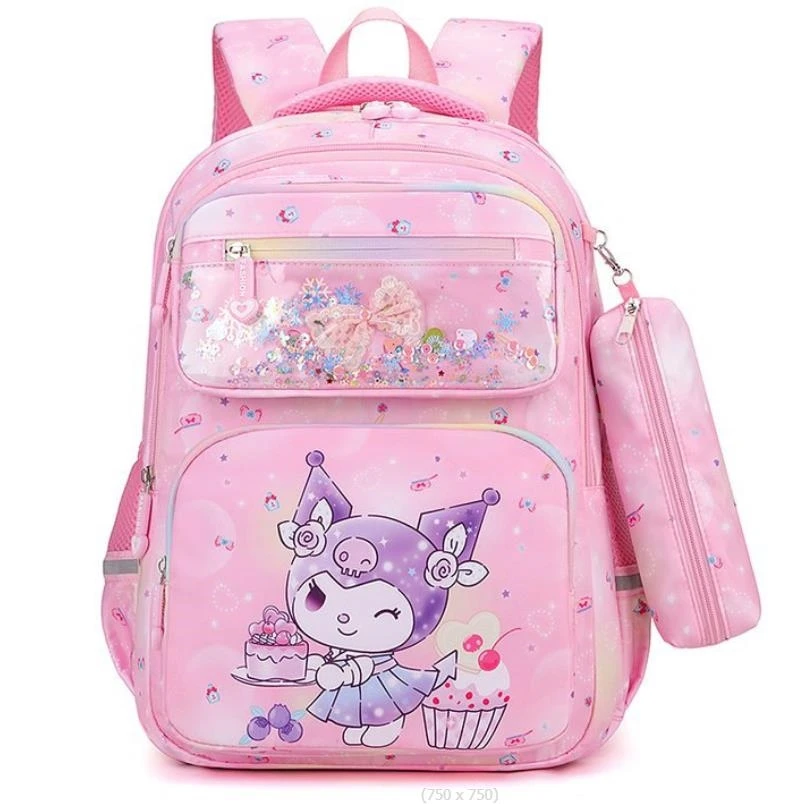 Kuromi-mochilas escolares para niños y niñas, morral grande para estudiantes de secundaria y primaria, encantador