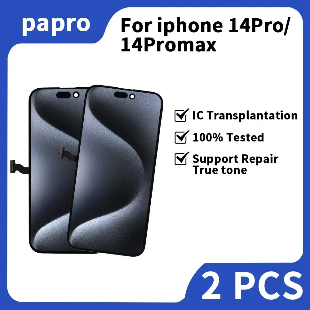 2PCS LCD Display For iPhone 14 Pro max OLED Incell With 3D Touch Digitizer Assembly Replacement Screen Support True Tone Repair