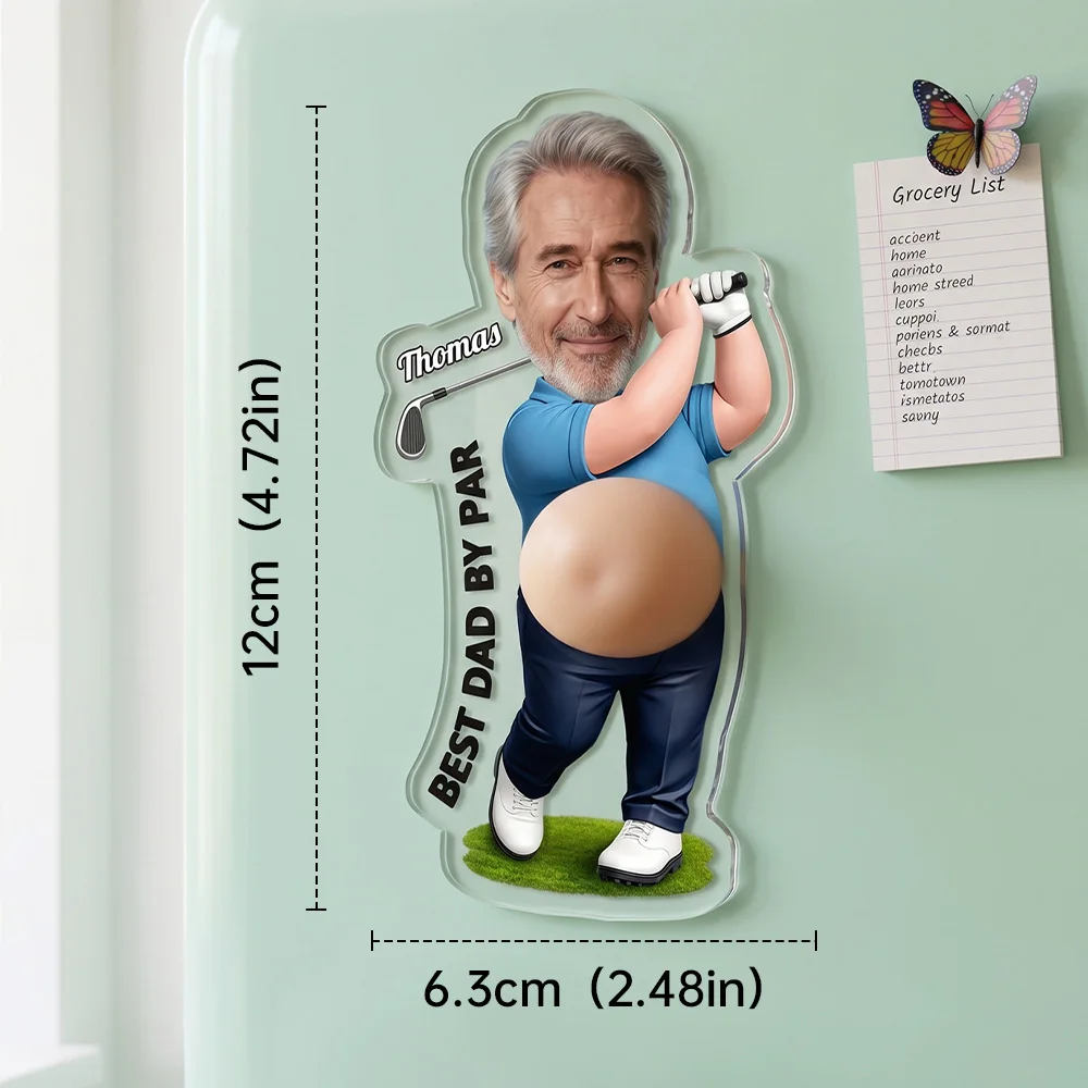 Personalized Fat Belly Cartoon Guy Fridge Magnet, Custom Photo Push Pop Sensory Fidget Toy,