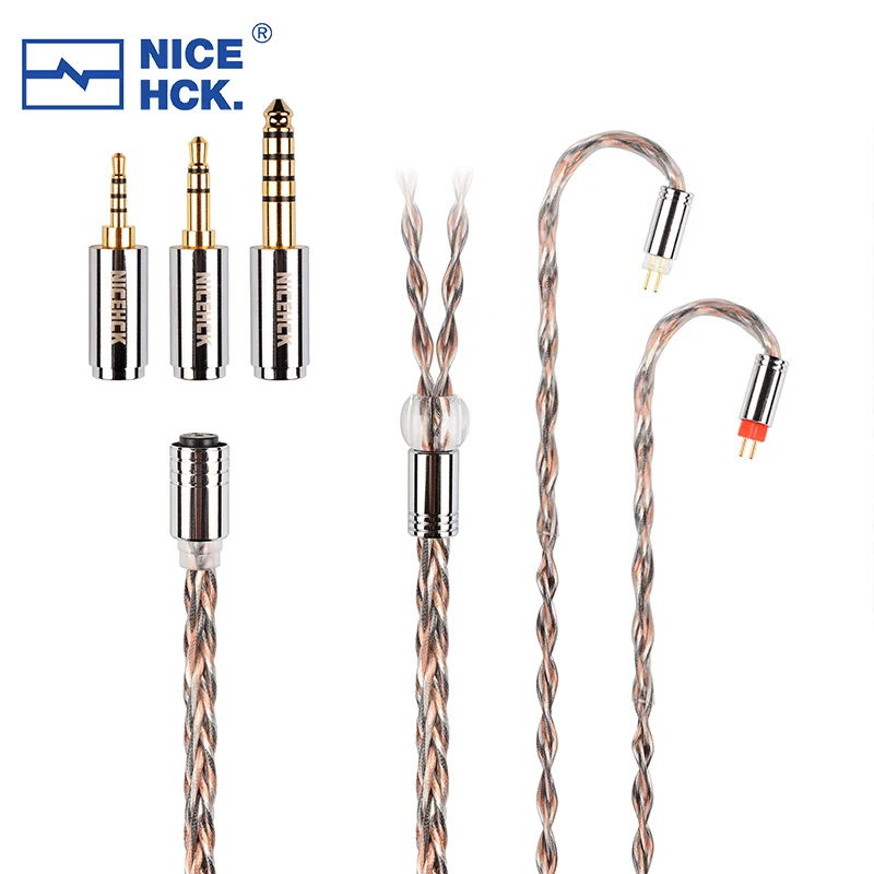 NiceHCK GrKing флагманский HiFi наушник кабель 7N посеребренный OCC + графиен OCC 3-в-1 Съемный разъем MMCX 2Pin для EA500 Rinko