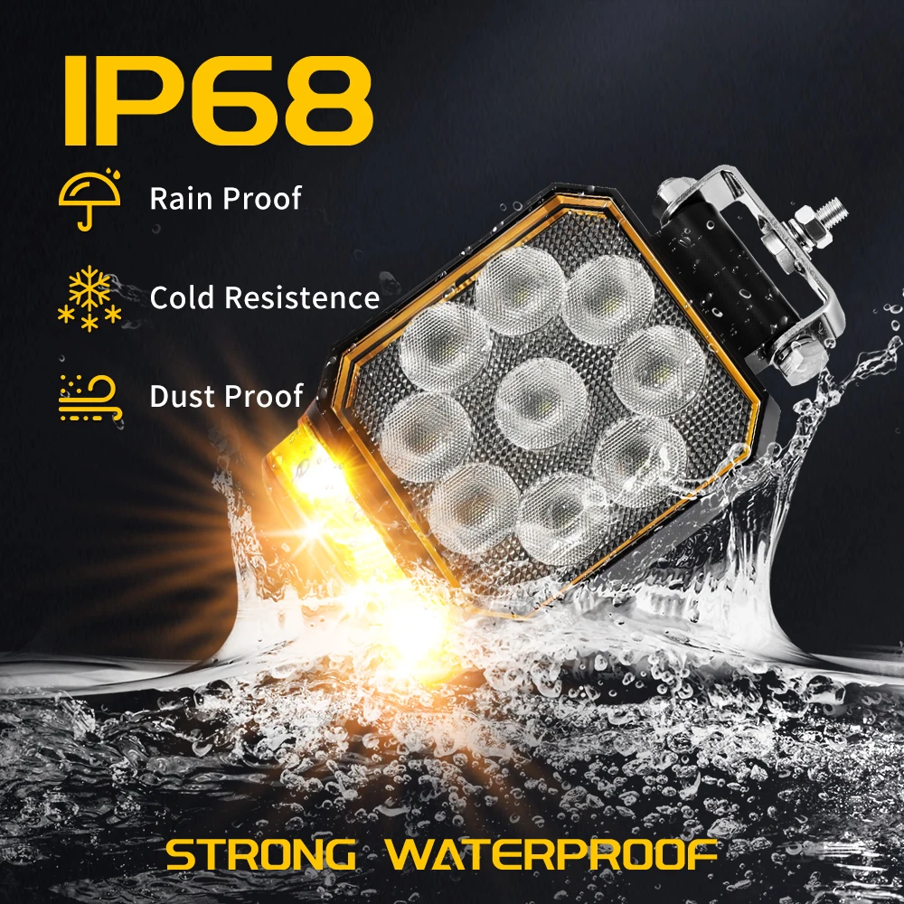 CO LIGHT Proiettore stroboscopico da 4 pollici 9-32V Auto Led Luce da lavoro Avvertimento DRL per Jeep Camion Barca Trattore ATV Offroad 4X4 Barra LED