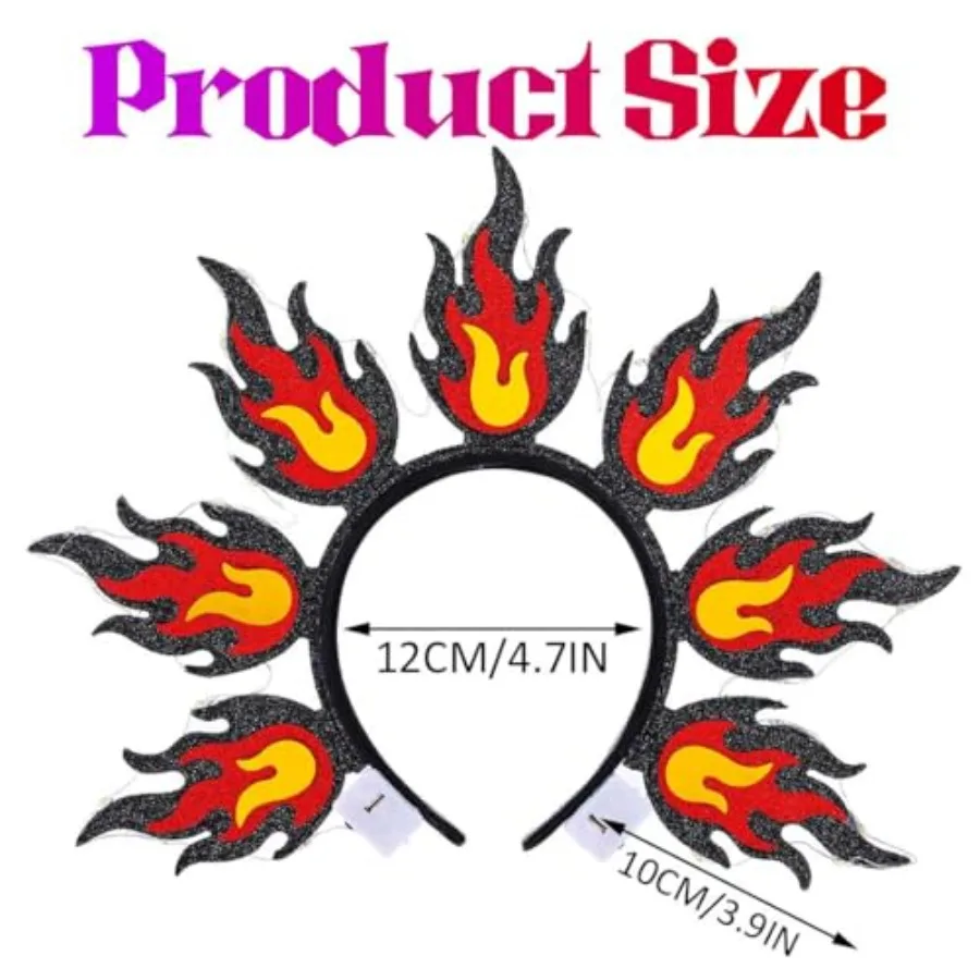 Diadema con luz de fuego LED, tocado de llama roja, disfraz de Festival de Halloween, accesorios para el cabello para mujer, perfecto para Costu