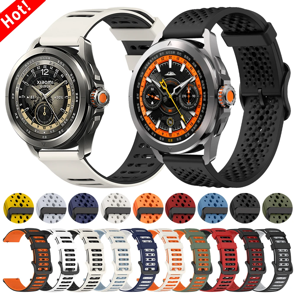 Bands For Xiaomi Watch S4 Sport S2 46/42mm S3 color 2 S1 Active/Pro Mi Watch Silicone Strap 22mm Breathable Bracelet Accessories