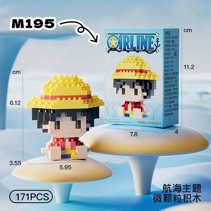 One Piece cartoon building blocks for children toys educational and cute three-dimensional desktop ornaments as birthday gifts