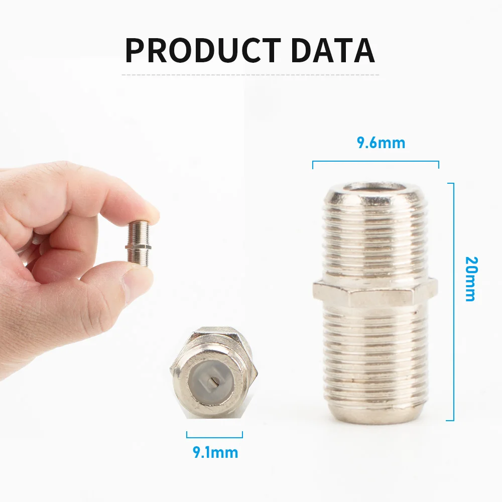10 قطعة موصل كابل محوري ، RG6 F-نوع محول مطلي بالذهب أنثى إلى أنثى موسع كابل محوري لكابلات التلفزيون