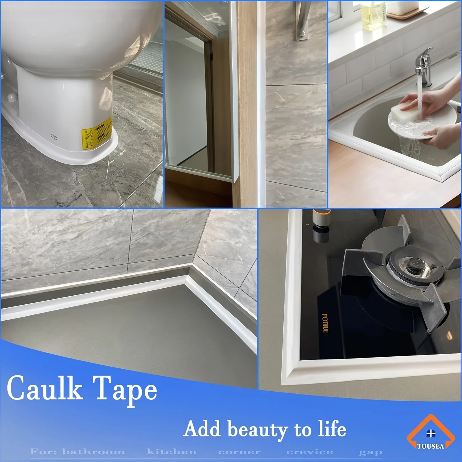 White Seam Tape Waterproof Self-Adhesive, White Bathroom Seam Tape Bathroom Seam Tape Bathtub Sealing Tape Bathroom Seam Tape Shower Seam Tape