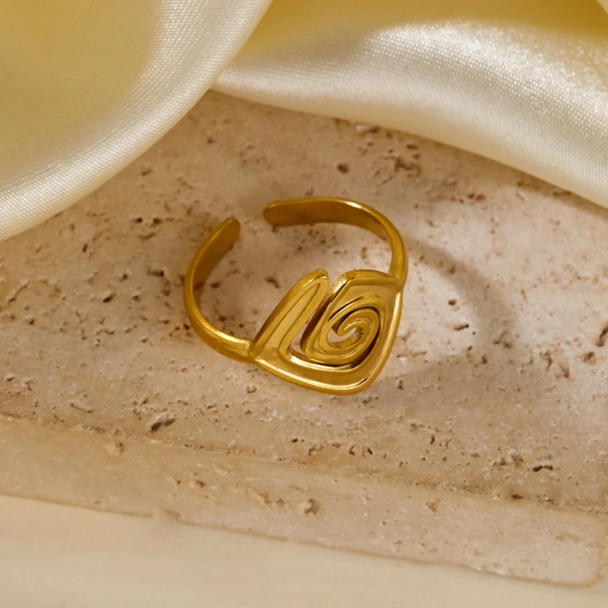 Vintage Edelstahl-Ringe mit Sonnenblumen- und Blattmuster für Damen und Herren, Punk-Mode, geometrischer Spiral-Oval-Fingerring, Schmuck – Detail 31