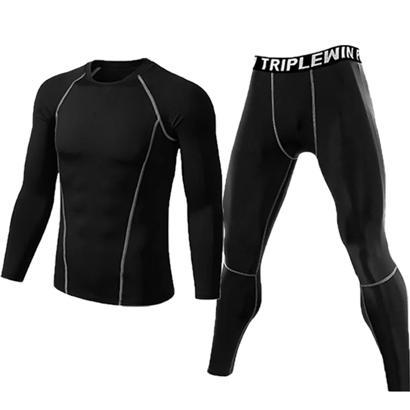 Men Long Sleeve Tracksuits GYM Fitness Tee + Leggings Men's Sport Running Set Yoga Skiing Basketball Football Clothes Suit A1109 view 6