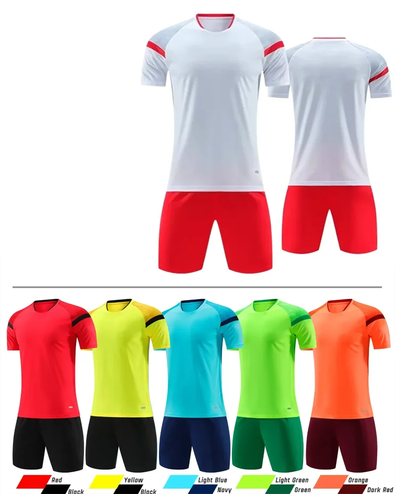 

New Design Red White Soccer Jersey Set For Kids Youth Custom LOGO Football Jersey Kits