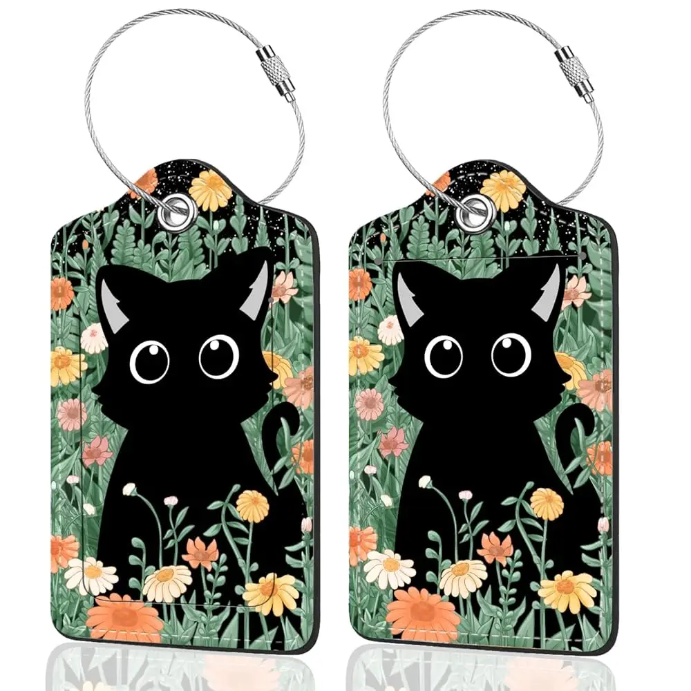 

Набор из 2 бирок для багажа, милые и уникальные бирки из искусственной кожи для круизных чемоданов с защитной крышкой, идентификационной этикеткой, адресной картой и меткой.