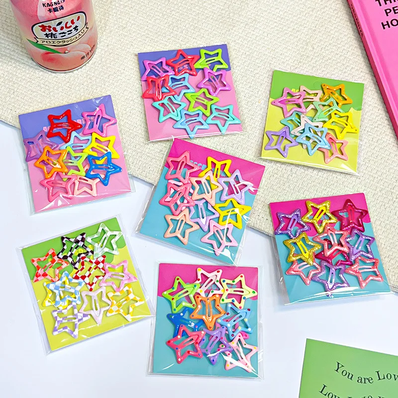 

Милые и крутые мини-заколки с пятиконечной звездой для девочек-подростков — аксессуары для волос цвета допамина и розового цвета для челки по бокам