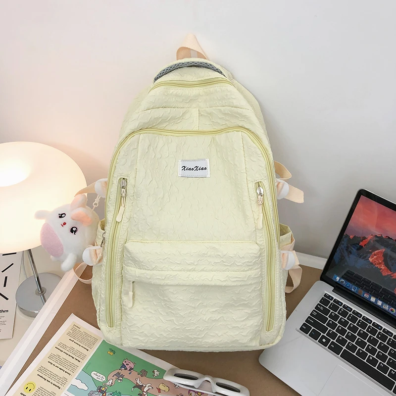 Solid Color Zipper School Bags Large Capacity 2025 New Basic Style Interior Zipper Pocket High Quality Youth Backpacks