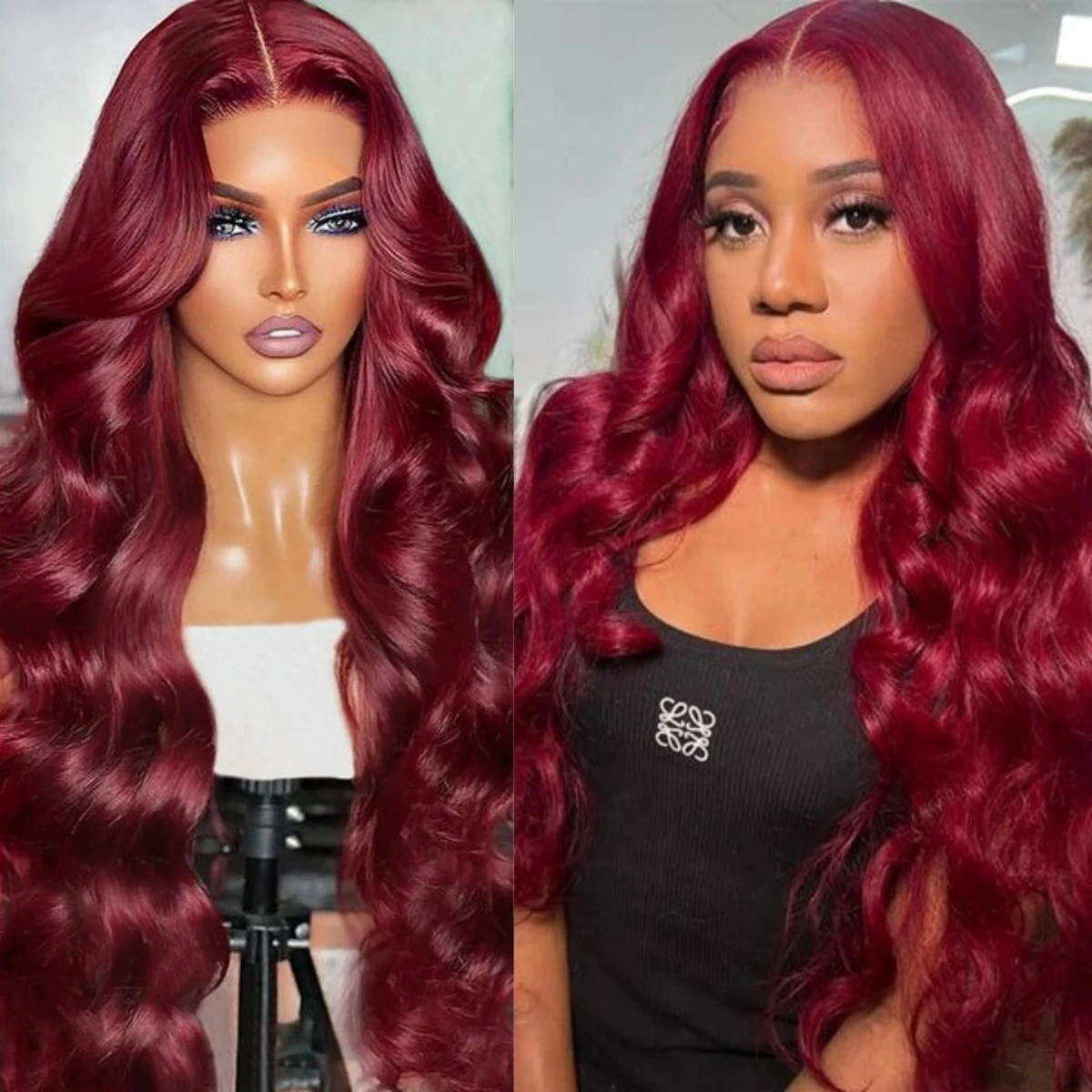 Burgundy 99J Body Wave 4x4 Lace Frontal Human Hair Wig Transparent Lace Front Wigs For Women Brazilian Red Colored Remy Wig