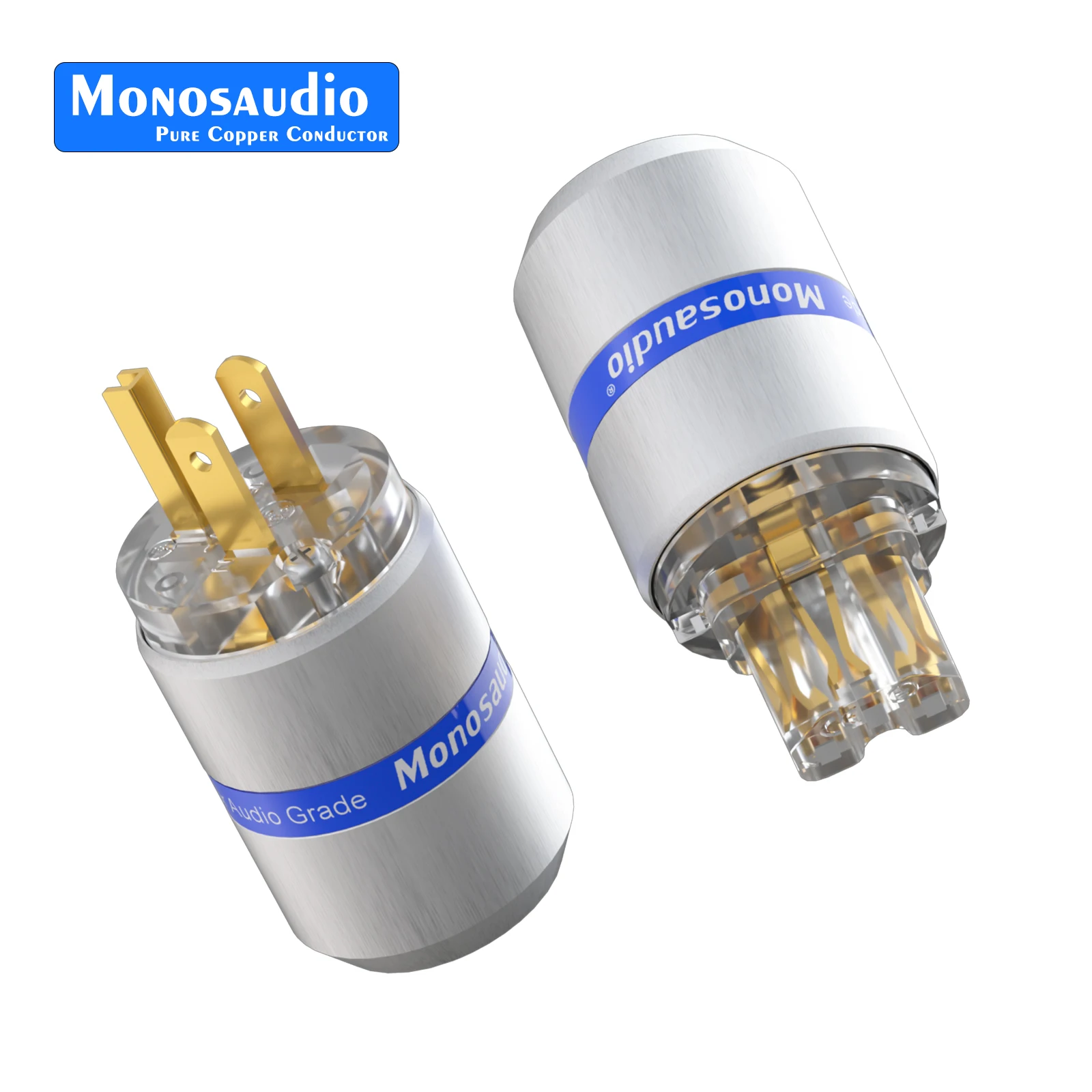 Monosaudio M107G/F107G Высокопрозрачный 24-каратный позолоченный разъем из чистой меди США переменного тока для аудиокабеля DIY Monosaudio M107G/F107G Высокопрозрачный 24-каратный позолоченный разъем из чистой меди США переменного тока для аудиокабеля DIY