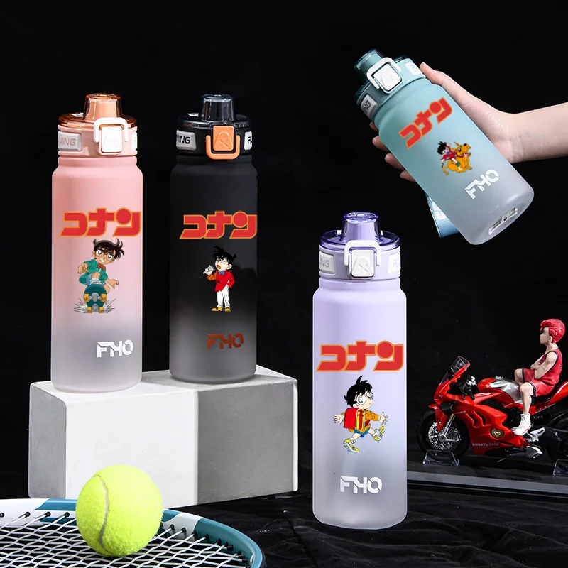 750MLConan  Anime Water Cup Portable Children's  Plastic Outdoor Sports Large Capacity Anti-drip Water Bottle Child Gift