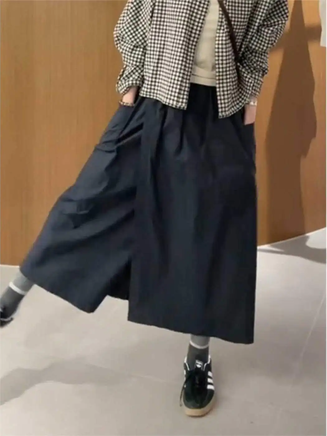 E Falda de Trabajo Nea con Dobladillo Asimétrico y Pierna Ancha para Mujer, Estilo Casual, Entallada, de Cintura Alt...