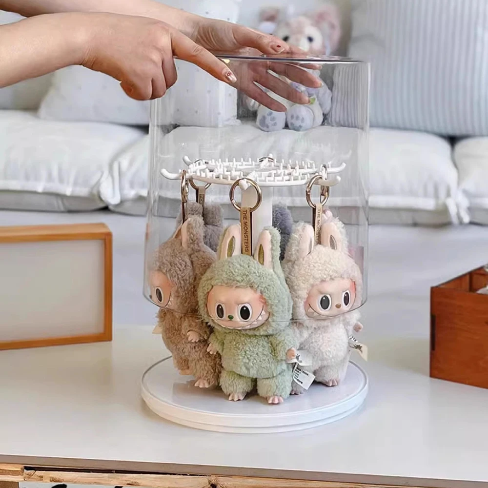 For18cm Labubu Decoraties Voor Labubu Dolpendant Display Box Roterende Transparante Labubu Pop Handgemaakte Opslag Display Stand