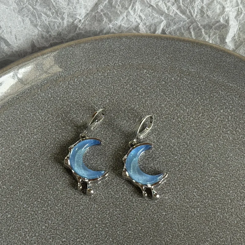 Y2K Sun Moon الفولاذ المقاوم للصدأ هوب القرط العصرية الكلاسيكية هوب ترصيع للنساء مجوهرات الأزياء