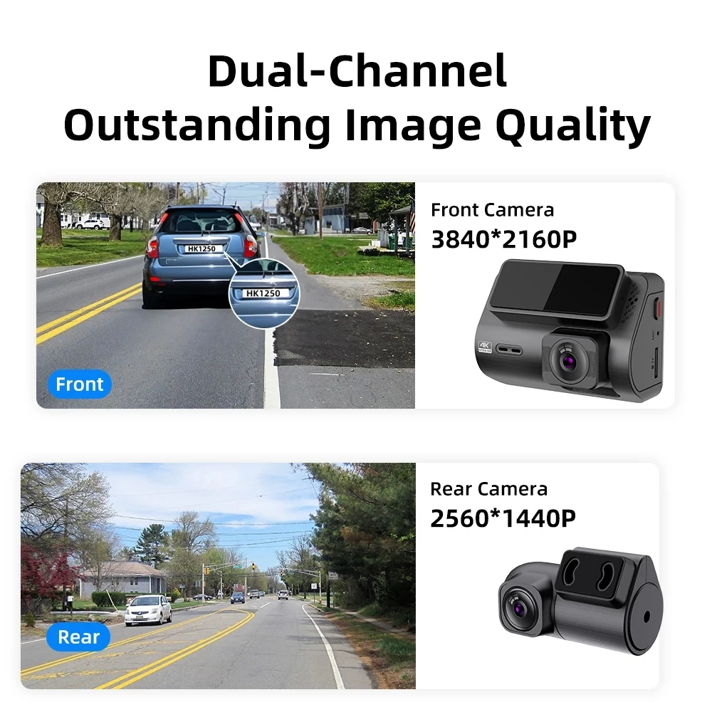 4K + 2K داش كام M700A/M700B كاميرا سيارة داشكام مسجل DVR كاميرا خلفية للرؤية الليلية حلقة تسجيل واي فاي لتحديد المواقع 24H ركن السيارة
