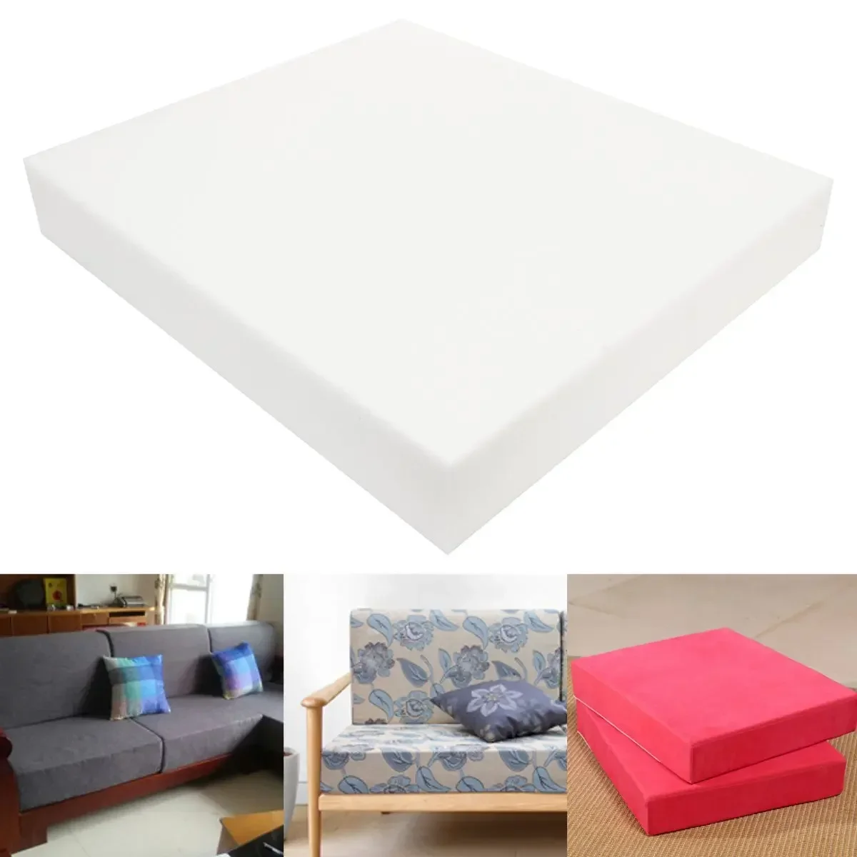 

Chair Foam White Square Cushion Sheet Upholstery Replacement High Density Premium Seat Pad Pillows Decor Home 30*30