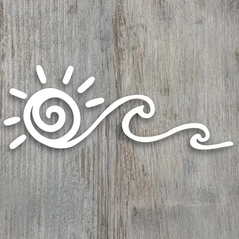 Autoaufkleber mit Sonne und Meereswellen, Boho Tribal Surf Vinyl-Aufkleber, wasserfester Aufkleber für die Karosserie und die Heckscheibe