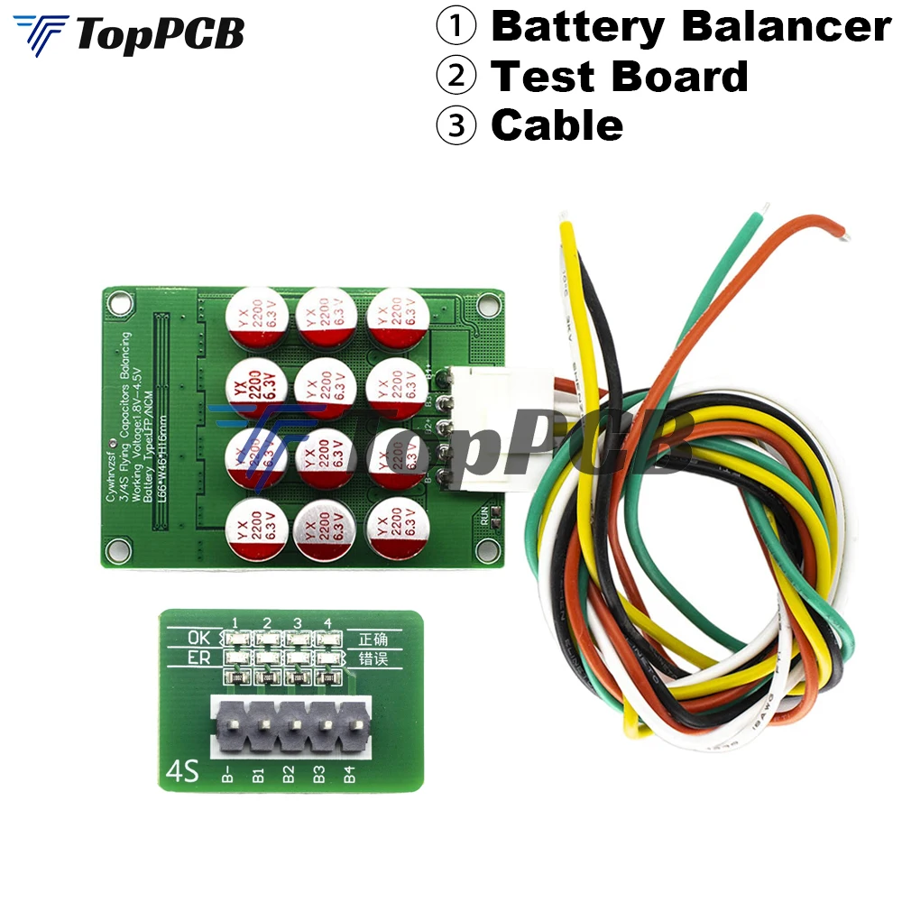 5.5A BMS 4S Active Balancer Equalizer Board Li-ion Lifepo4 18650 Battery Power Transfer Balance Capacitor with Acrylic Case