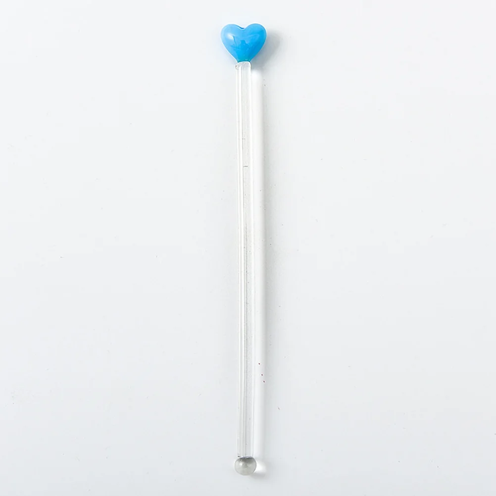 

4Pcs Coffee Stir Sticks Glass Cocktail Stirrers Handmade Reusable Drink Mixers Decorative Heart Top for Parties Bar