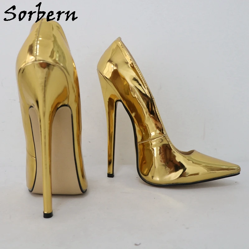 Sorbern Blue Shoes High Heels Pump Women Heels 18Cm Stilettos Slip On Pointy Toe Designer Heels Metallic Night Club Dance Heels