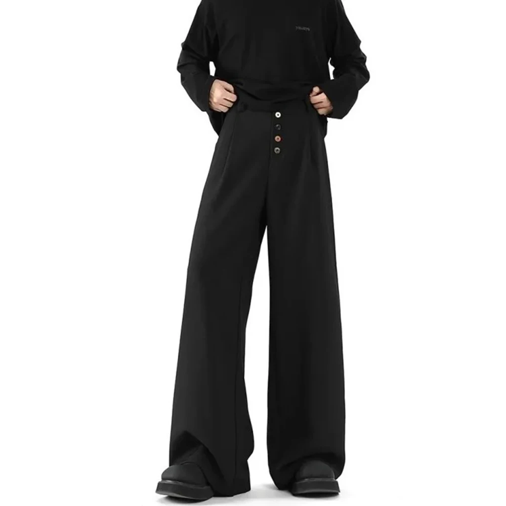 

Мужские брюки с планкой на пуговицах, повседневная уличная одежда, модные молодежные брюки для кампуса, универсальные широкие брюки, мужская одежда 2025