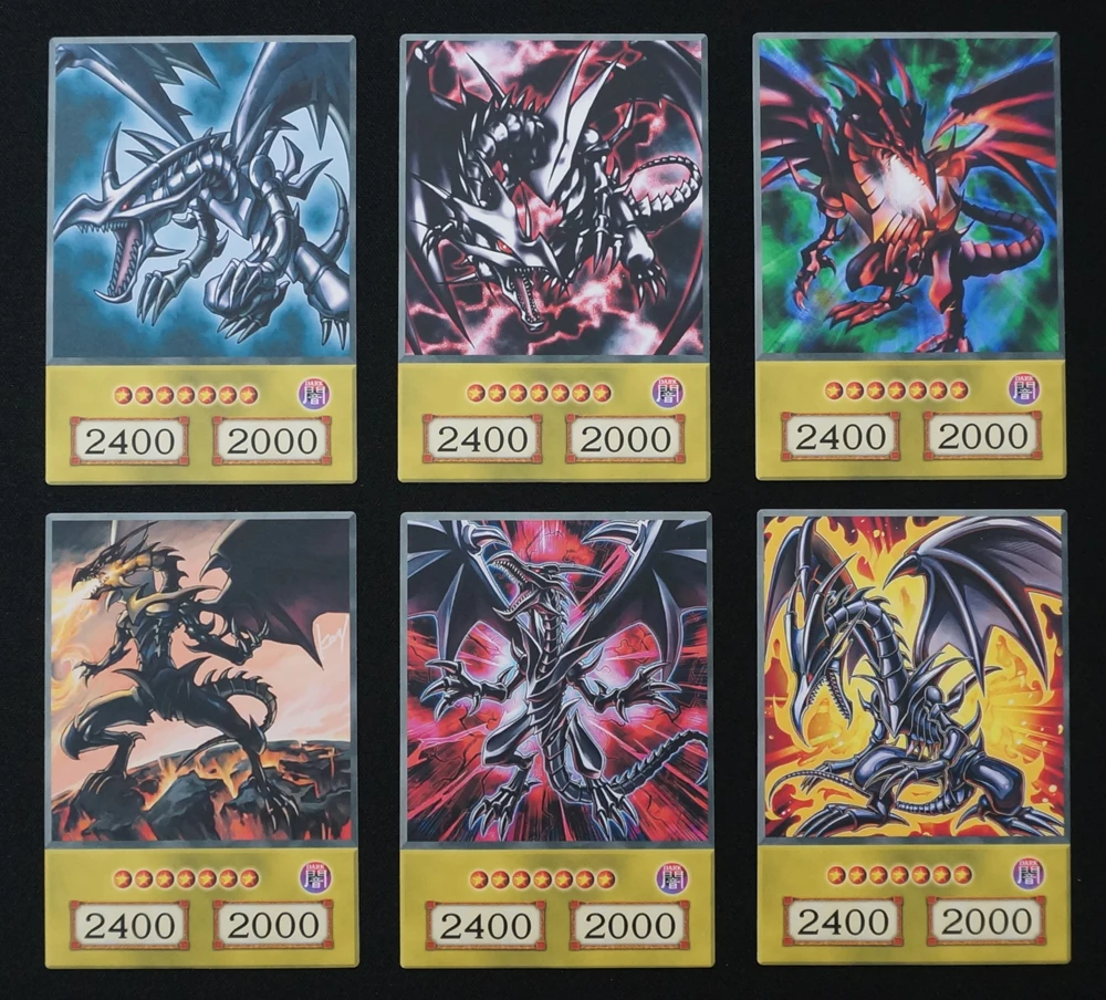 24pcs/set Different Artwork Dark Magician Blue-Eyes White Dragon Red-Eyes Black Dragon Anime Style Orica Collection Paper Cards