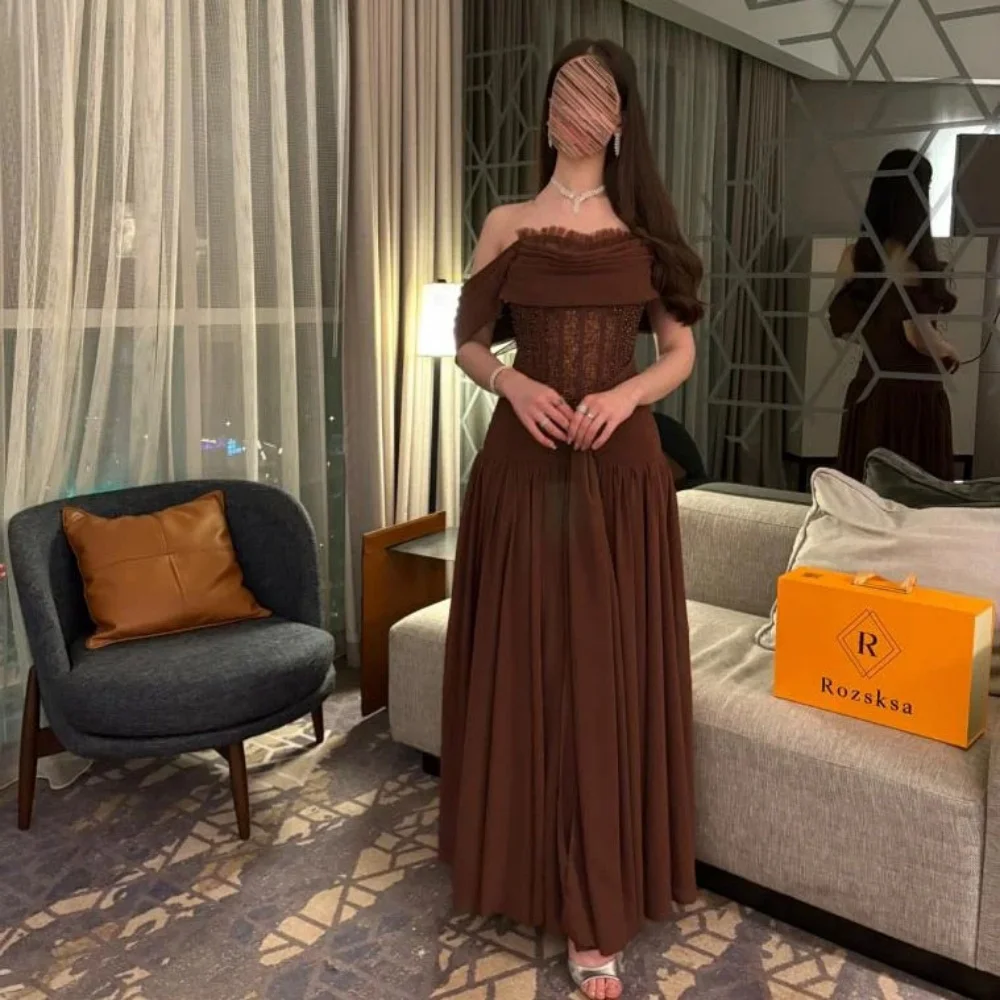 

Модное романтическое платье для выпускного вечера, очаровательное вечернее платье с открытыми плечами, длиной до пола, с вырезом «лодочка», расшитое бисером, роскошное платье для красной ковровой дорожки