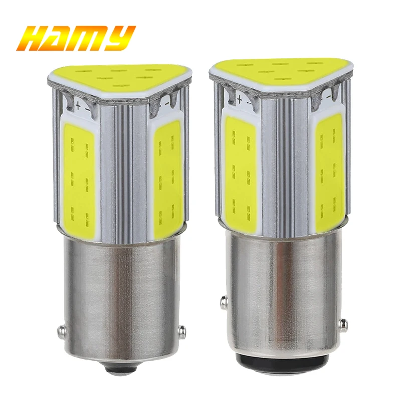 2 PCS Car LED Bulb P21W Ba15s 1156 BAY15D 1157 Turn Signal Light 12V COB 7000K White Auto Tail Reverse Brake Turnk Parking Lamps