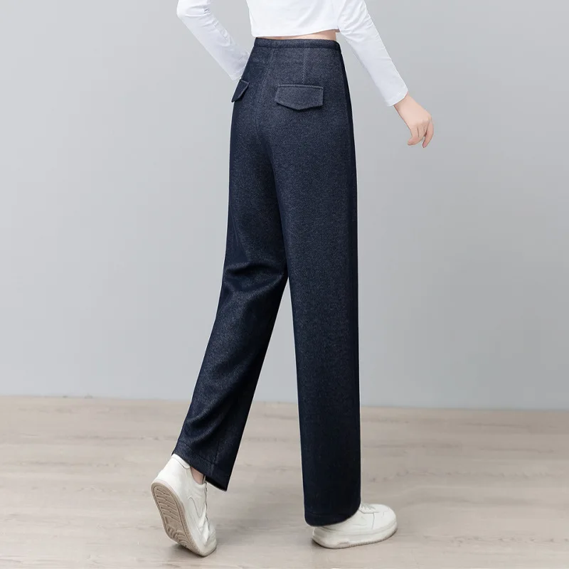 Taille haute taille élastique Scimitar jean femmes printemps et automne nouveau corps en forme de poire grande taille couvrant les hanches minceur étroit large