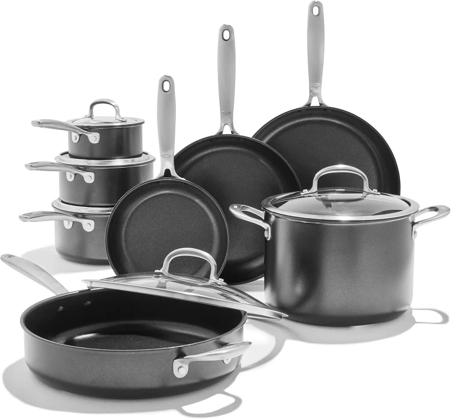 Softworks 13 Piece Cookware Pots And Pans Set, 3-Layered German Engineered Nonstick Coating, Good Grips, Durable Scratch