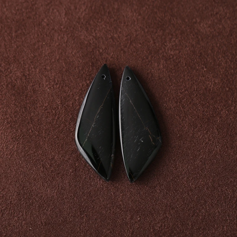 Blue Tiger-Eye Marquise Bead Earrings Natural Stone Jewelry Fashion Women's Earrings 45x16x5mm 9.6g