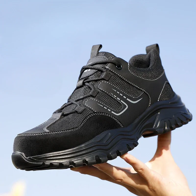 

Men New Frenum Fashion Anti-smash Anti-puncture Safety Shoes Light Breathable Soft Steel Toe Safety Work Sneakers