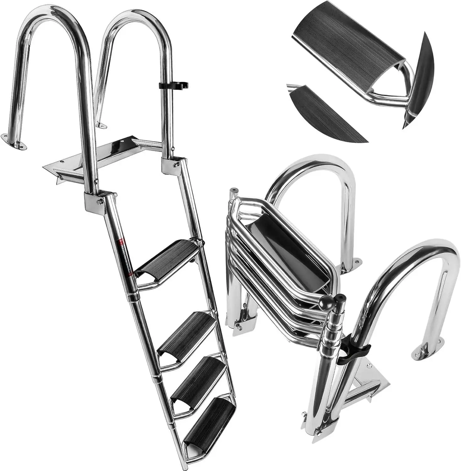 

Прочная 4-ступенчатая телескопическая лестница для лодки с поручнями и широкими ступенями для безопасного плавания