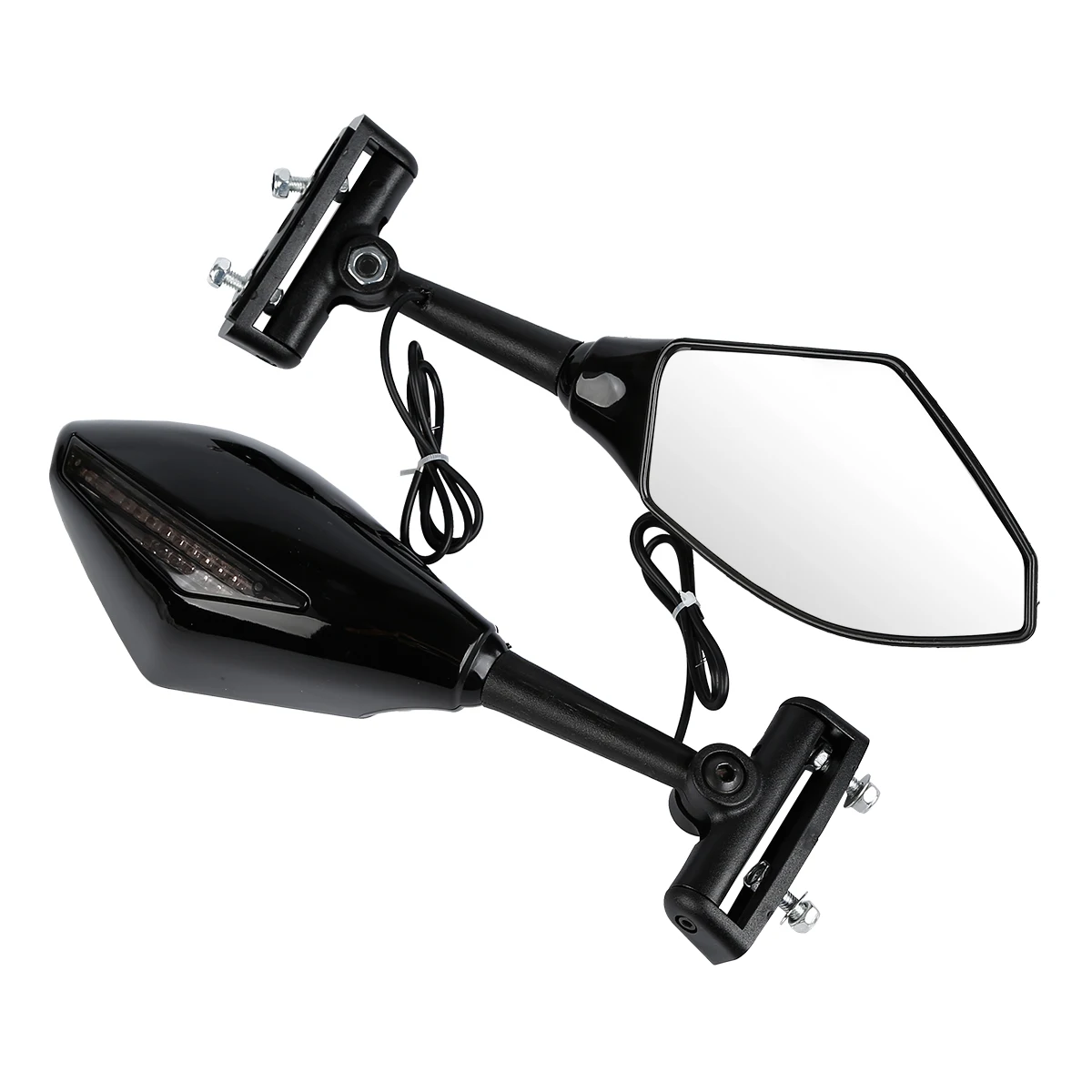 

Универсальные зеркала заднего вида для мотоцикла с янтарными указателями поворота, светодиодные фонари для Honda Kawasaki Suzuki Yamaha, левый и правый