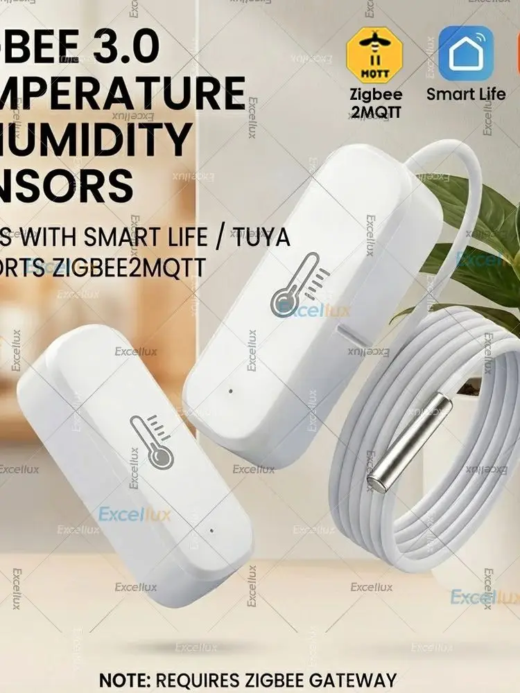 Tuya Zigbee Smart Thermometer Hygrometer 1m Wasserdichte Sonde Temperatursensor für Home Assistant Zigbee2MQTT Kühlschrank Pool Tuya
