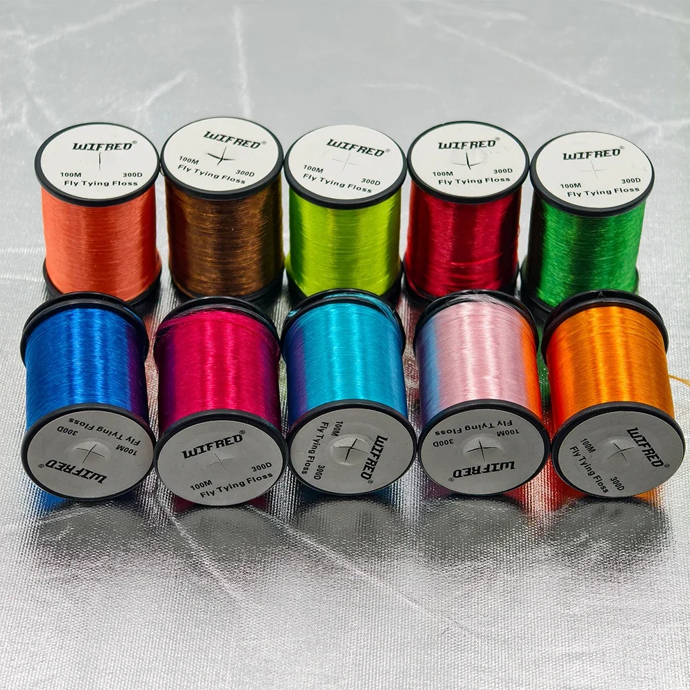 2 Stück 100M 300D Hochglanz-Fliegenbindefaden Flache Flossleine Fliegenbindematerial für Forelle, Barsch, Hecht, Lachs, Salzwasser-Streamer-Fliegen