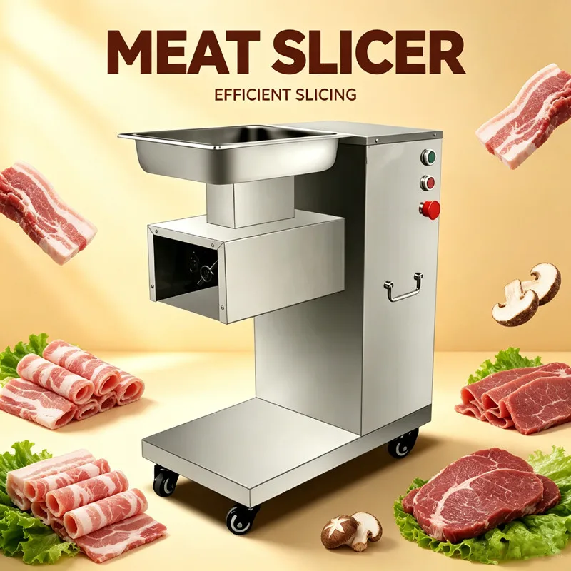Automatic Meat Slicer Machine For Pork Beef Fish Chicken Breast With Auto Power Cut‑Off On Lid Opening Meat Slicer