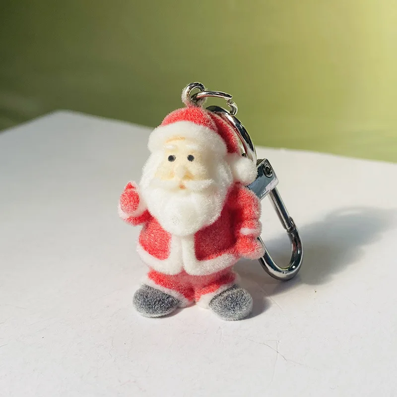 

Christmas Flocked Keychain Santa Claus Christmas Snowman Keyring Cute Xmas Keychain Gift for Kids Stuffed Animals Toys