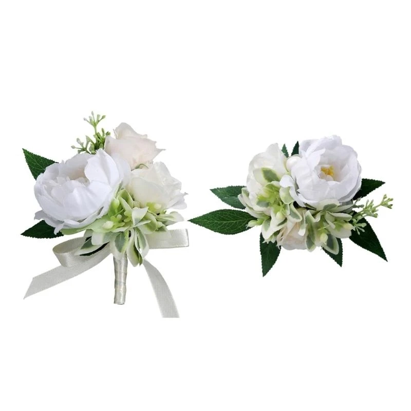 

5Pcs Wedding Wrist Corsages and Boutonniere for Wedding Party Proms, Bridesmaid Bride Wrist Corsages Grooms Boutonnieres 15UB
