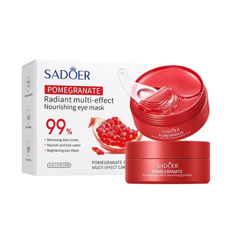 SADOER-Masque hydratant pour les yeux à la grenade, 60 pièces, nourrissant, élimine les cernes, anti-poches, estompe les ridules, blanchissant