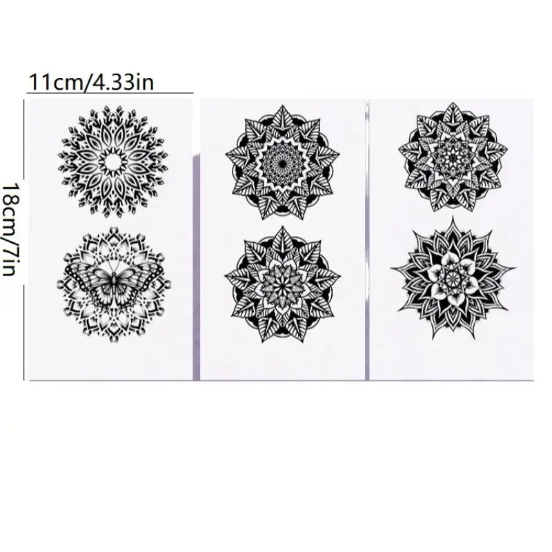 2/3/6/8 Sheets Datura Pattern Breast Temporary Tattoos Herbal Juice Waterproof Anti Sweat Nipple Cover Fake Tattoo Sticker Last