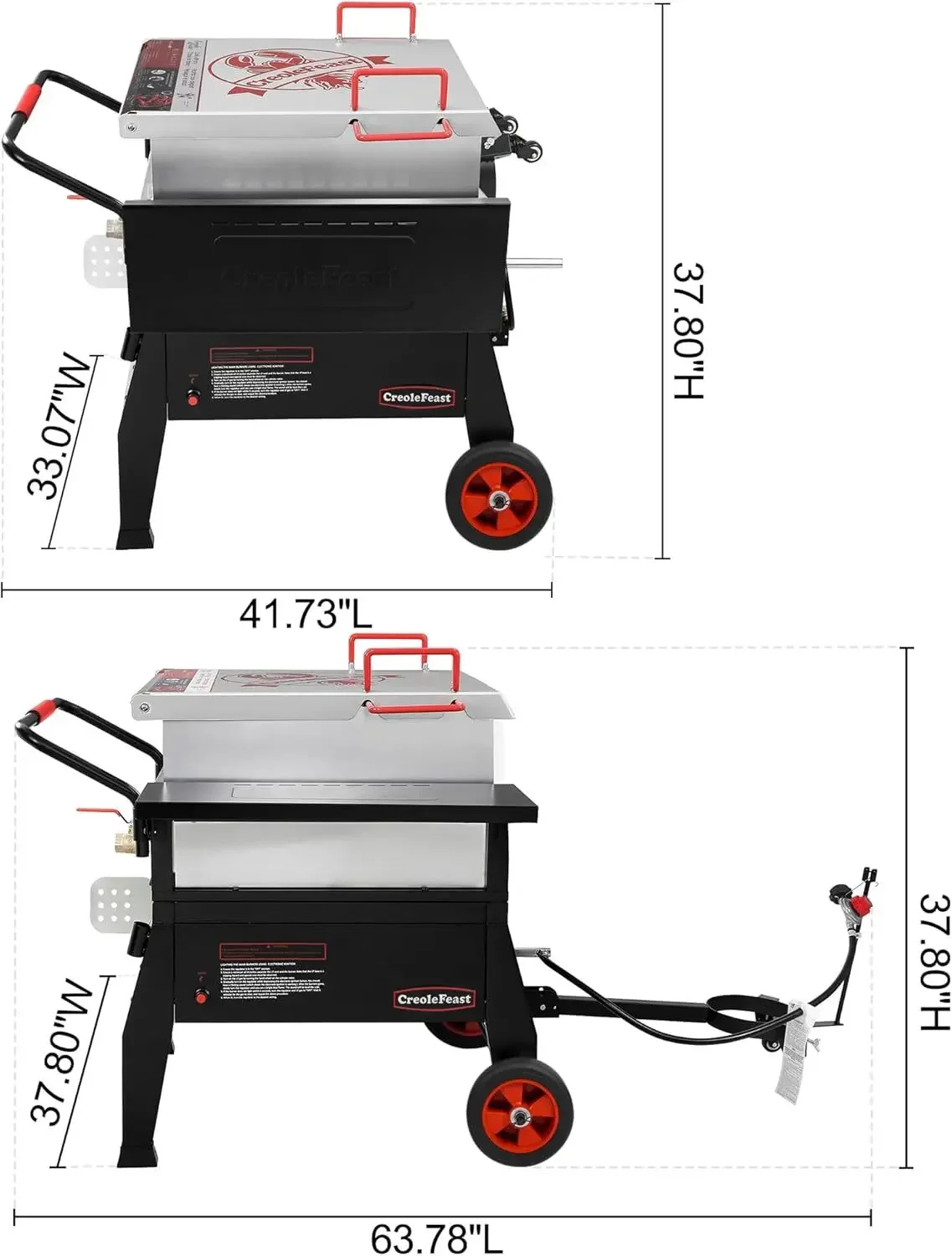 Caldera Creole Feast CFB1001A de 90 QT, cocina de gas propano de saco individual para exteriores con soporte de montaje de cilindro plegable y agitación