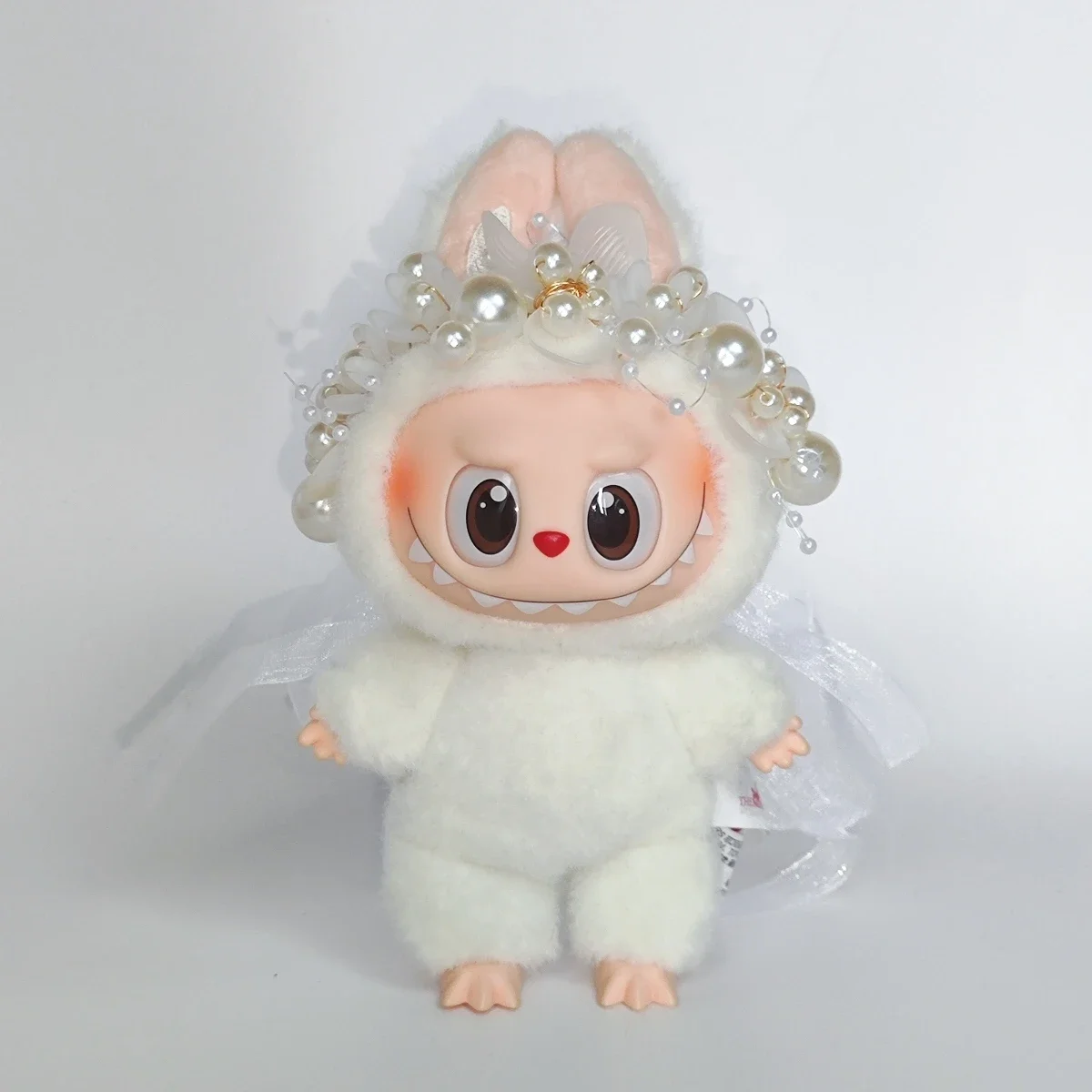 Kleding voor Labubu Mini Pluche Poppenkleding Bud Rok met Parel Haaraccessoire